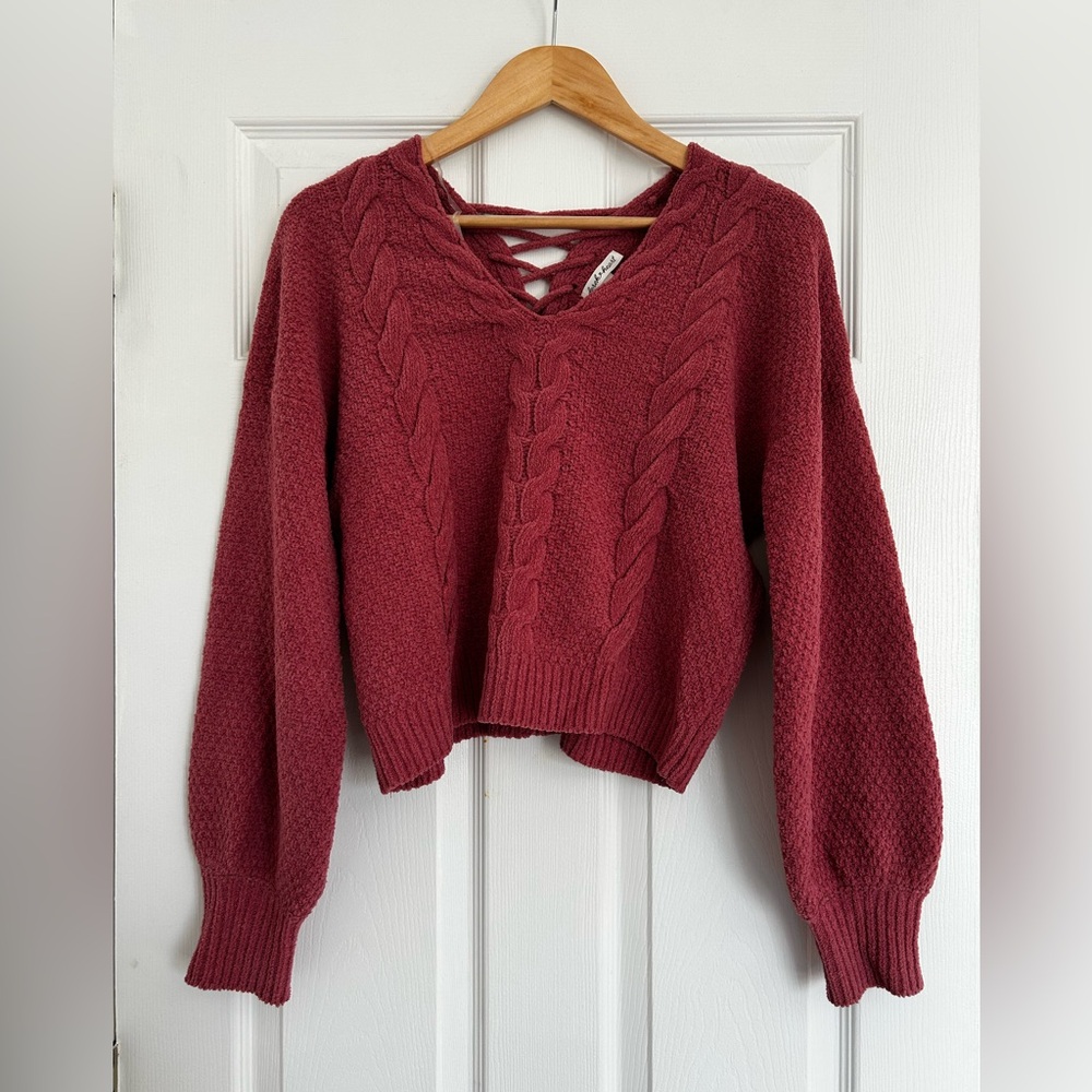 NEW Derek Heart Pink Cable Knit Sweater